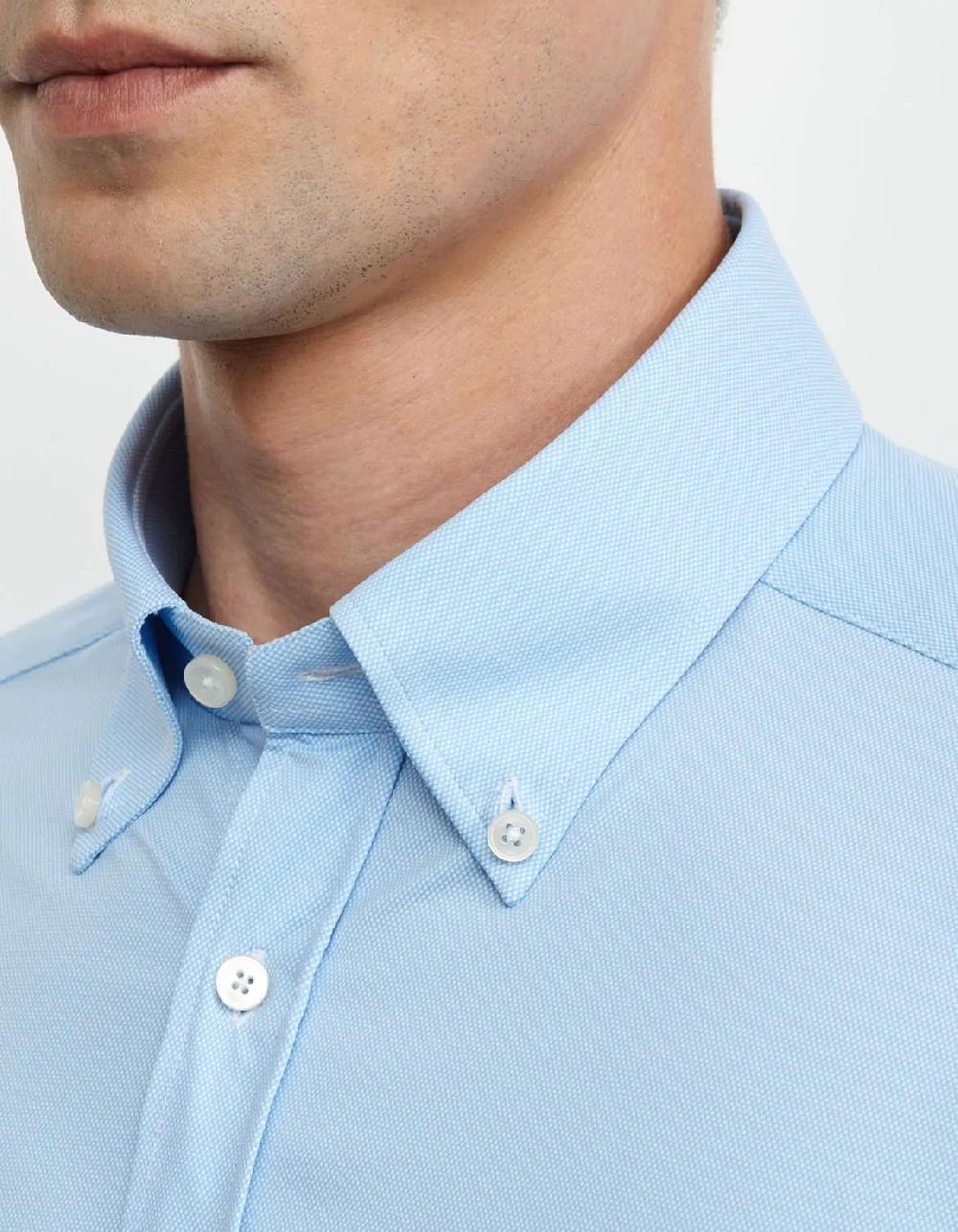 Xacus Camicia Collo button down Fantasia Armaturato Celeste
