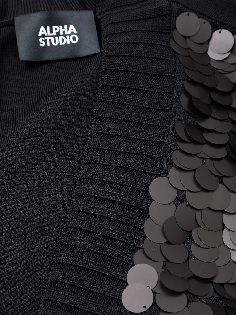 Alpha studio SCOLLO V M/L RASATO CON RICAMO Promozione Limitata