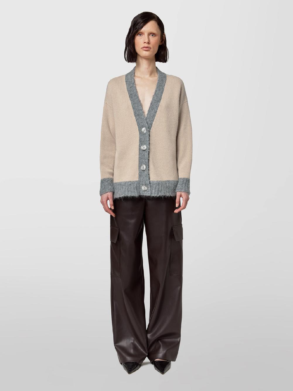 Alpha studio CARDIGAN M/L RASATO BI-MATERIALE I Più Venduti