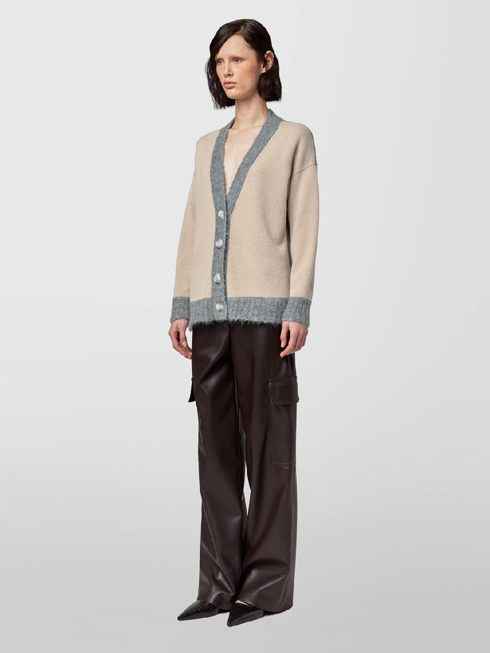 Alpha studio CARDIGAN M/L RASATO BI-MATERIALE I Più Venduti