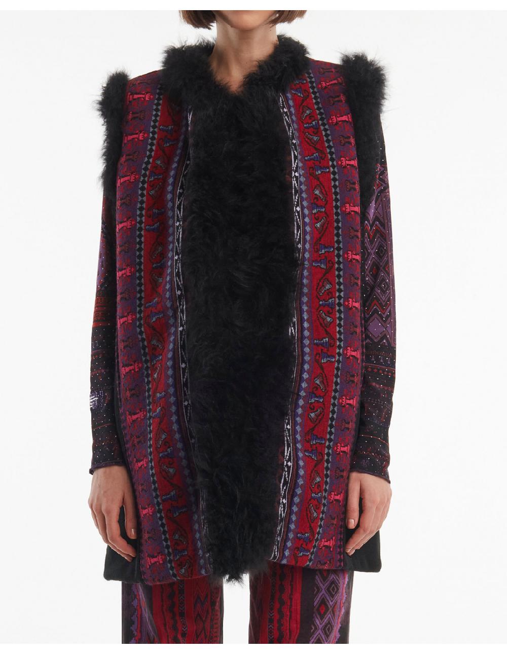 Angelo marani GILET JACQUARD C/PROFILI IN VERO PELO Negozi Online