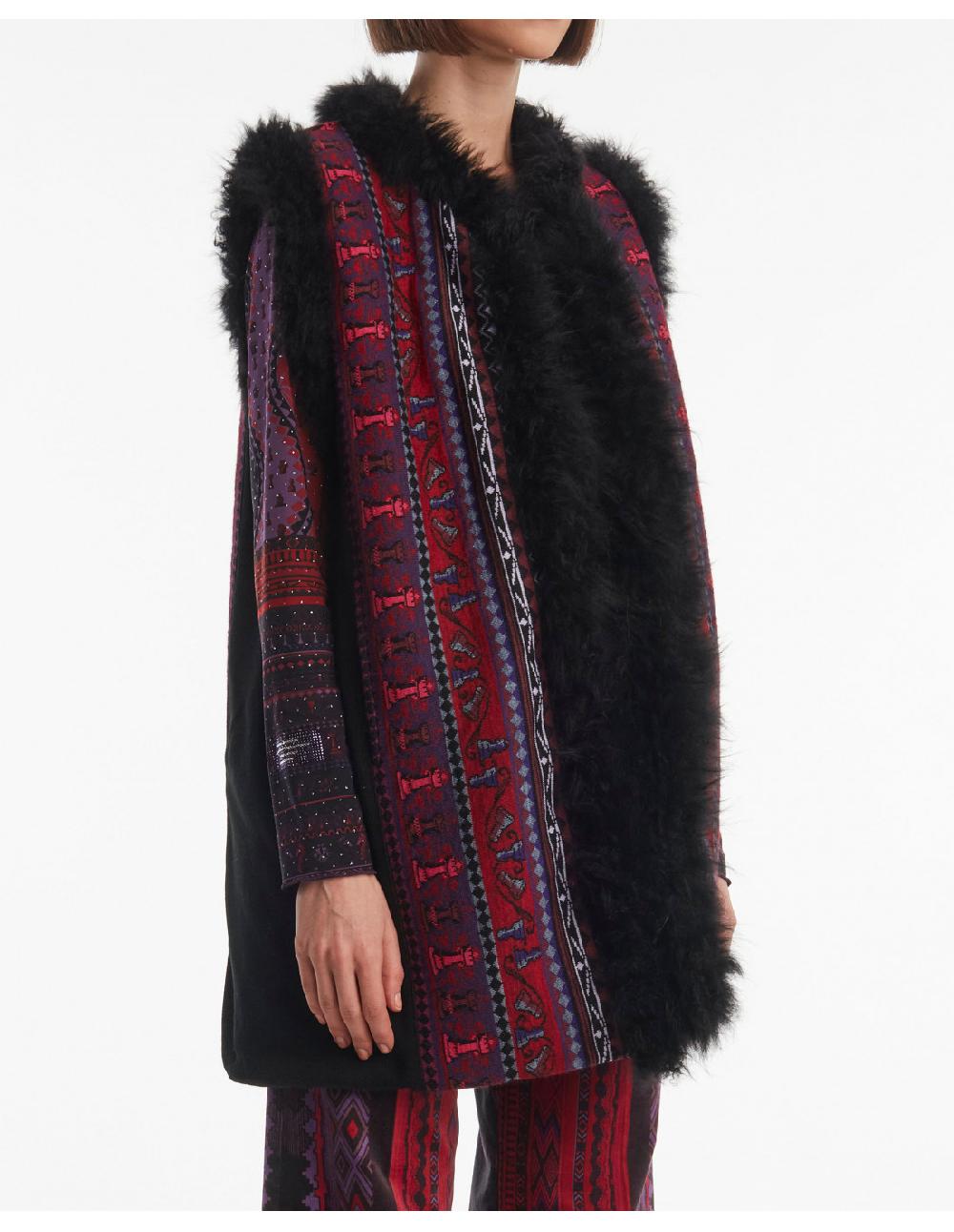 Angelo marani GILET JACQUARD C/PROFILI IN VERO PELO Negozi Online